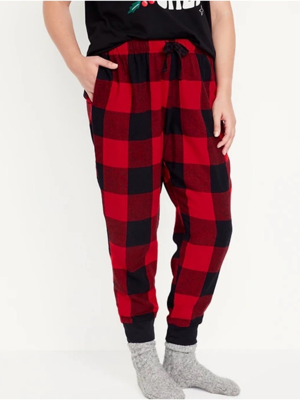 Old Navy Red and Black Buffalo Plaid Flannel Lounge Jogger Pants | Like New!!